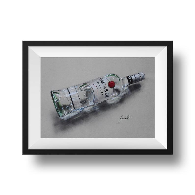 794x794 bacardi rum bottle drawing etsy