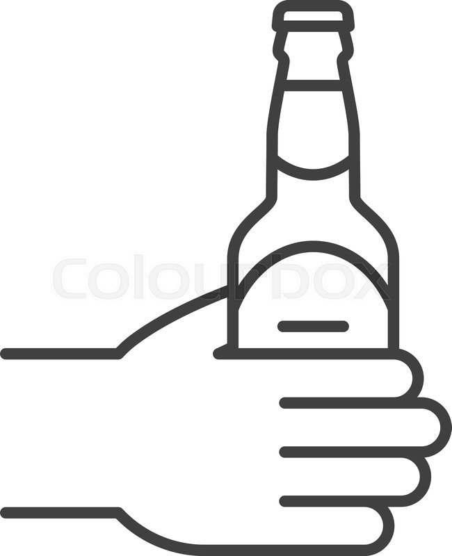 650x800 Hand With Beer Bottle Linear Icon Stock Vector Colourbox