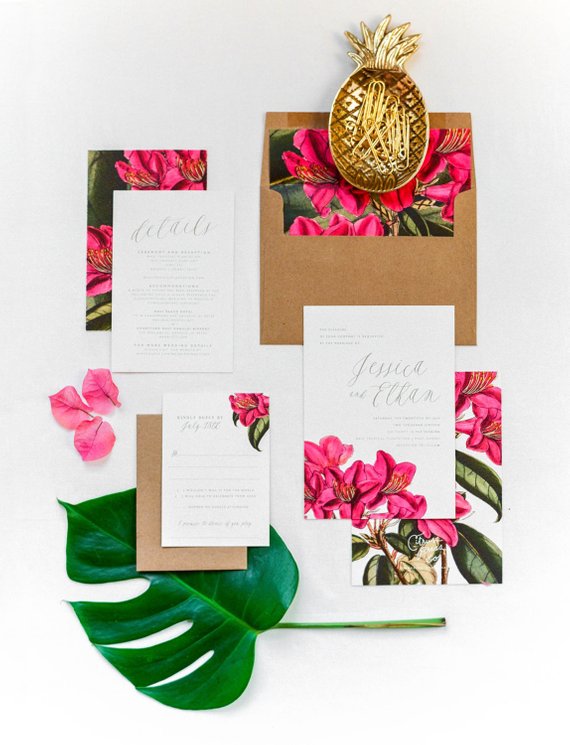 570x745 tropical wedding invitation bougainvillea flower tropical etsy