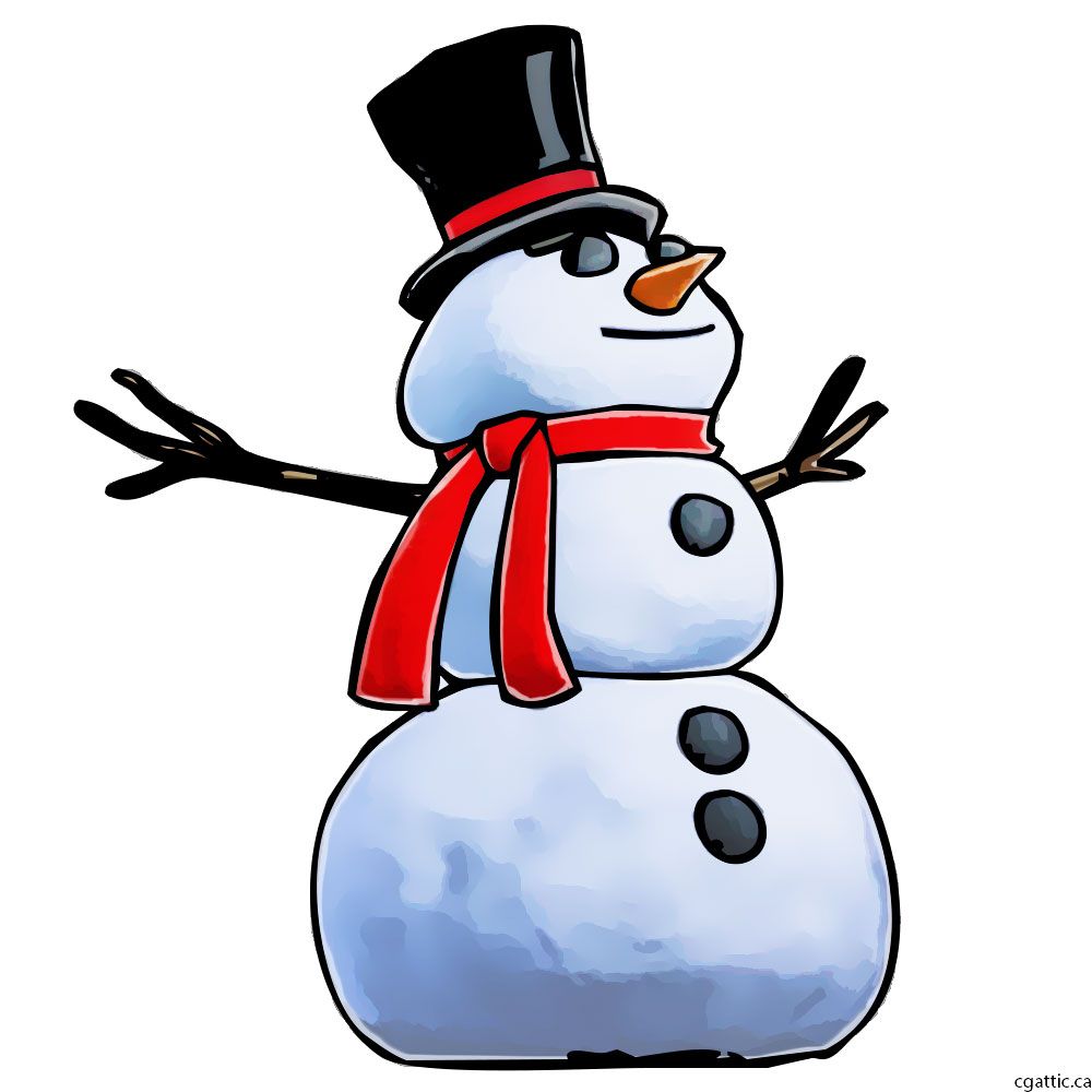 1000x1000 Snowman Cartoon Drawing In Steps With Photoshop The Digital