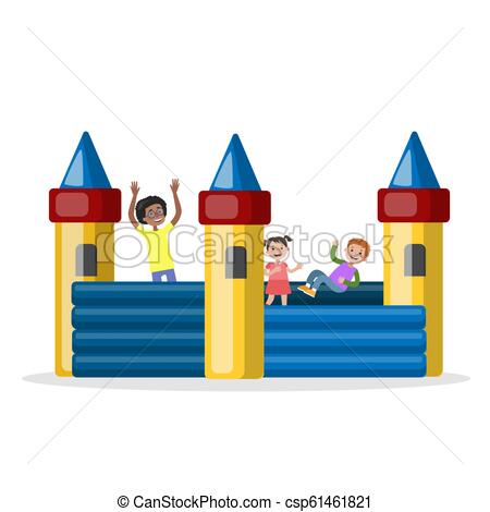 450x470 Children Play In The Bouncy Castle In Park Children Play
