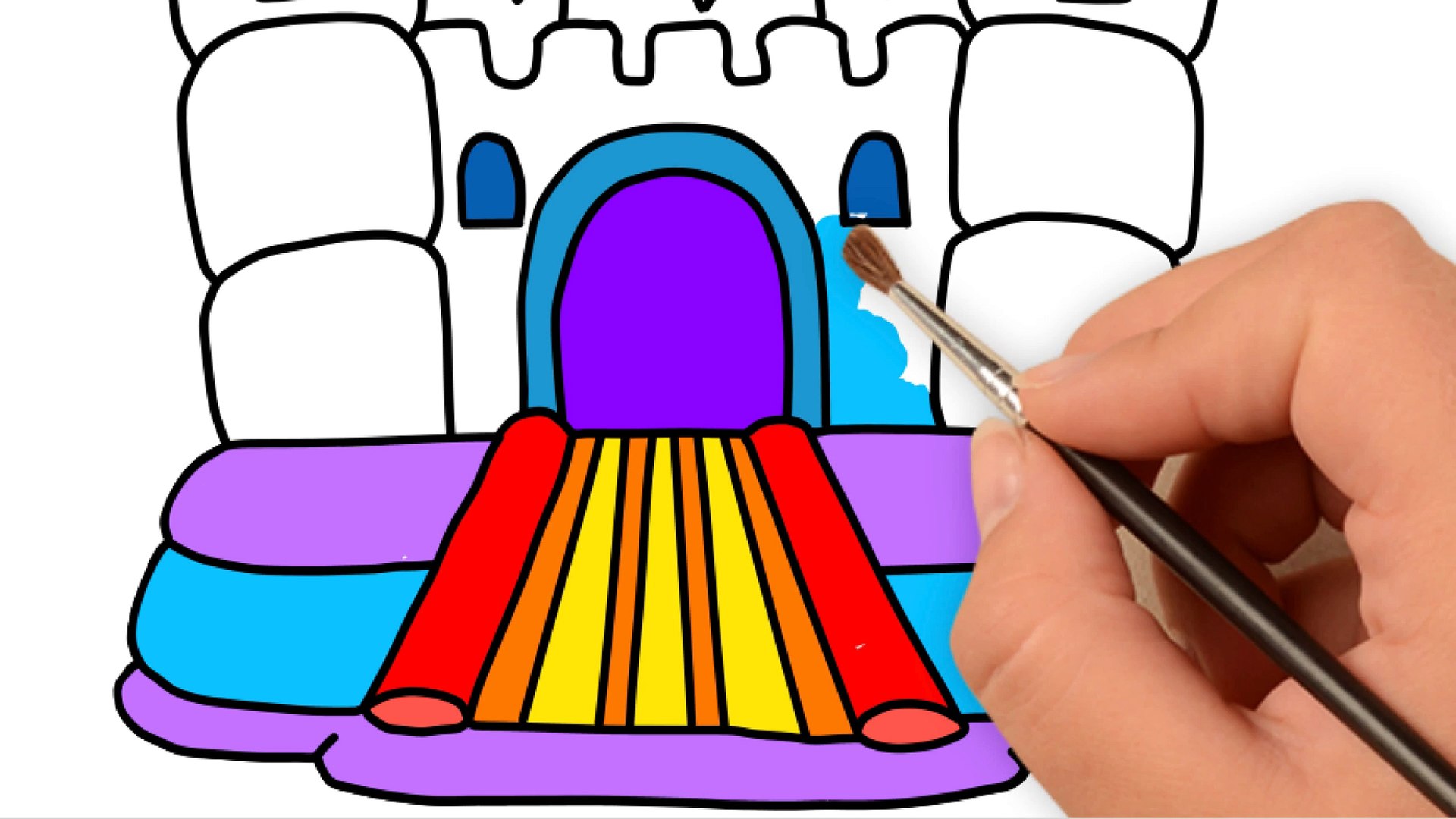 1920x1080 How To Draw A Bouncy Castle Fun Coloring For Kids Drawing