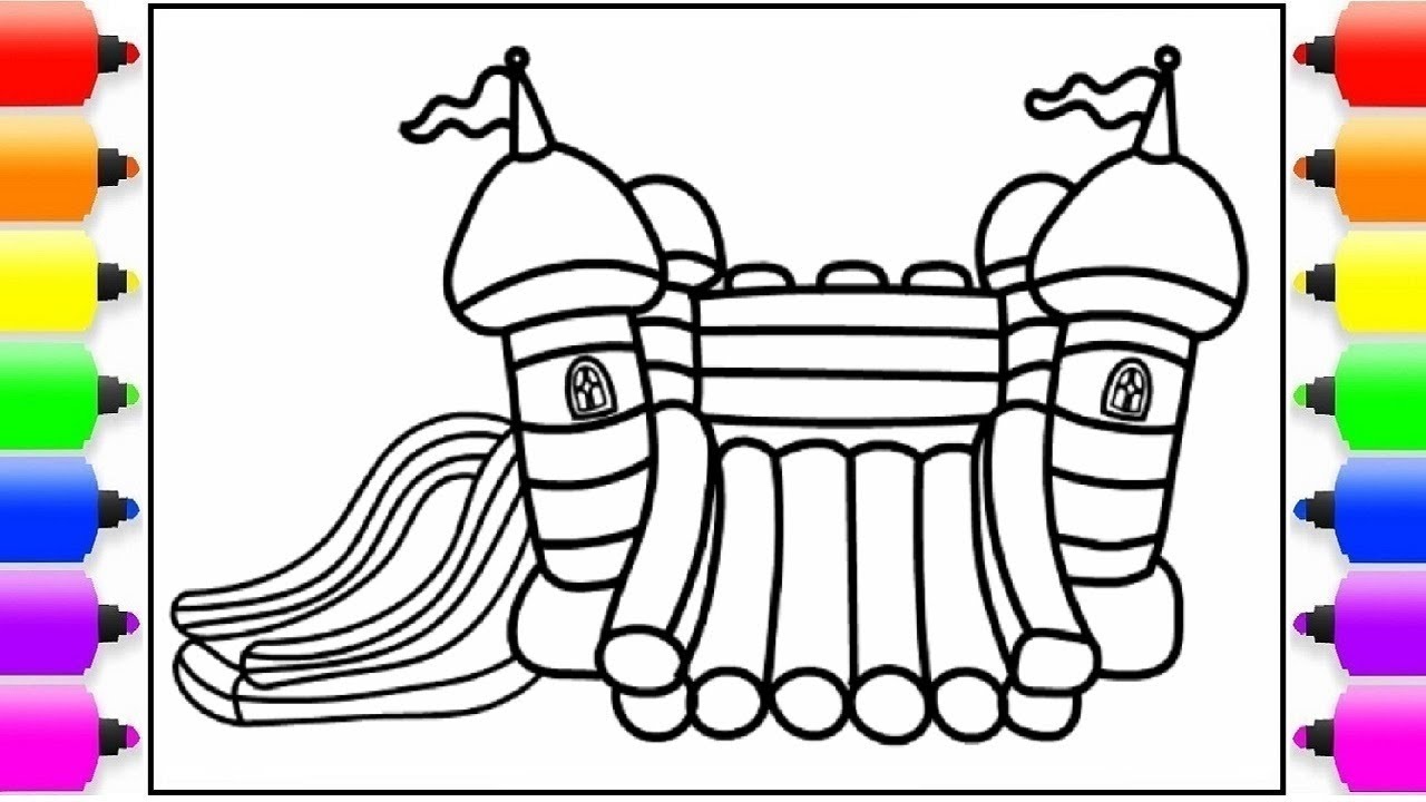 1280x720 How To Draw A Bouncy House For Kids House Drawing
