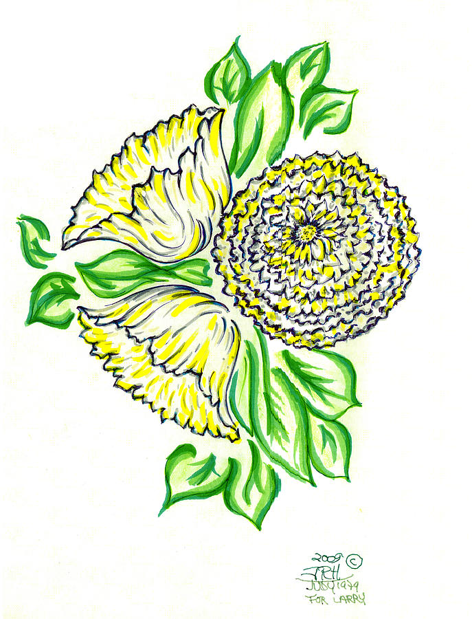 687x900 Yellow Bouquet Drawing