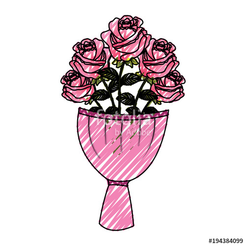 500x500 Elegance Delicate Bouquet Roses Flowers Wrapped Vector