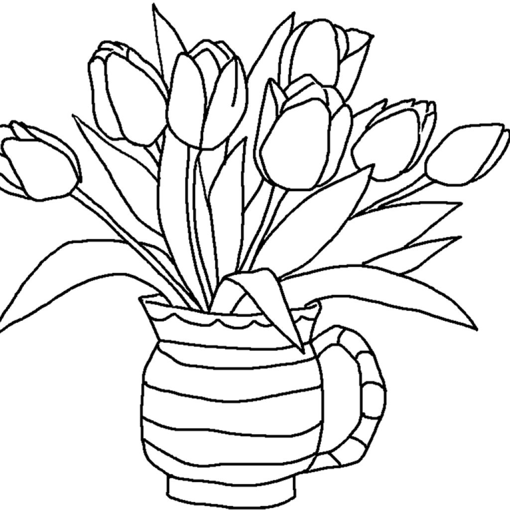 Bouquet Of Flowers Line Drawing