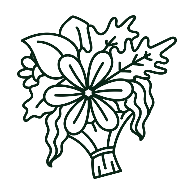 640x640 Line Art Illustration Of A Bouquet Of Flowers And Plants, Nature