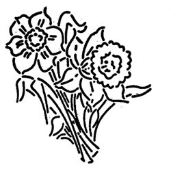 250x250 Decorating Stencil, Bouquet Of Flowers, Made Of White