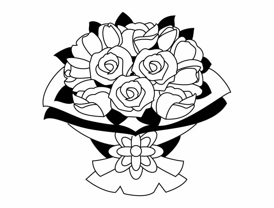 Bouquet Of Flowers Line Drawing | Free download on ClipArtMag