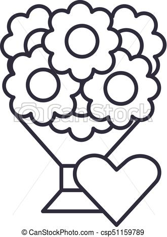 330x470 Bouquet Of Flowers Illustration Vector Line Icon, Sign