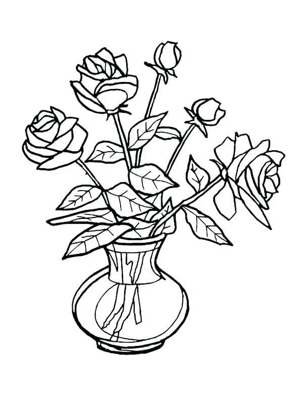 600x789 Rose Bouquet Coloring Pages