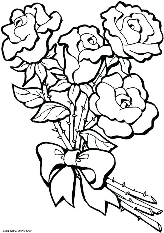 550x780 Bouquet Of Roses Coloring Pages Rose Bouquet Coloring