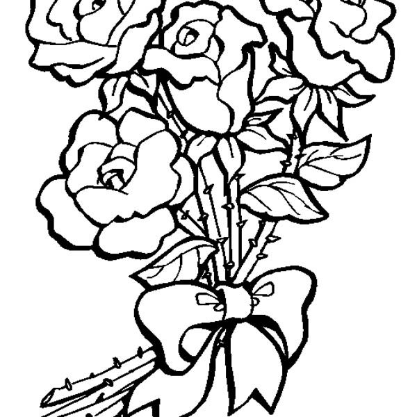 600x600 Bunch Of Rose Flowers Drawing
