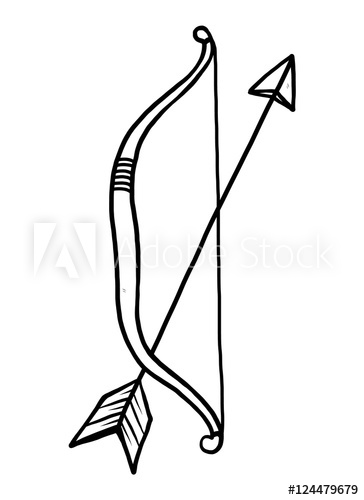 364x500 Bow And Arrow Cartoon Vector And Illustration, Black And White