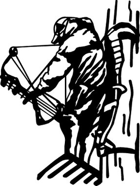 287x380 Bow Hunter Tree Stand Draw Hunting Decal