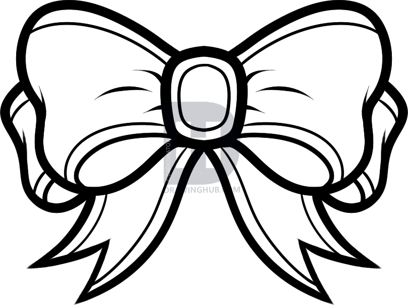 810x606 How To Draw A Christmas Ribbon, Step