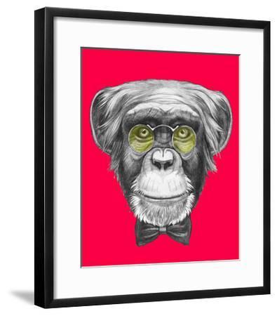 395x450 Original Drawing Of Monkey With Glasses And Bow Tie Isolated