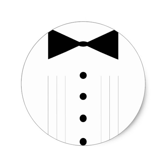 540x540 Black Tie Tuxedo Bowtie Line Drawing Classic Round Sticker