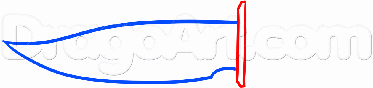 1259x299 How To Draw A Bowie Knife, Step