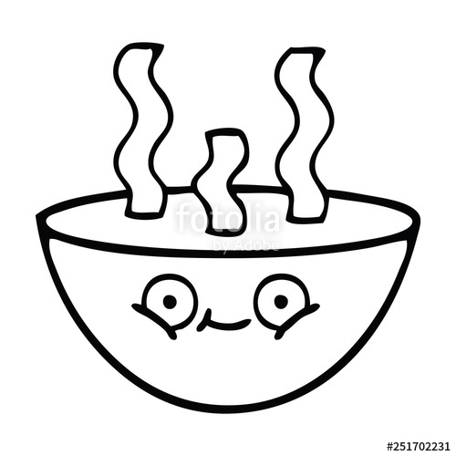 500x500 Line Drawing Cartoon Bowl Of Hot Soup Stock Image And Royalty
