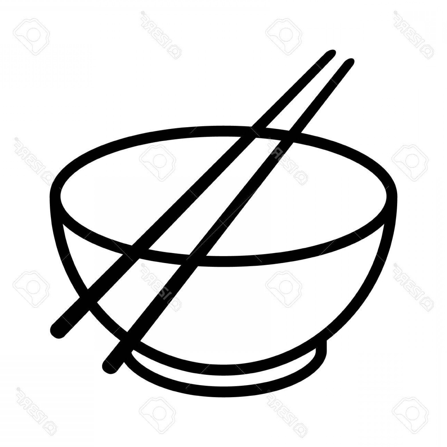 1560x1560 Photostock Vector Bowl With Chopsticks Line Art Vector Icon