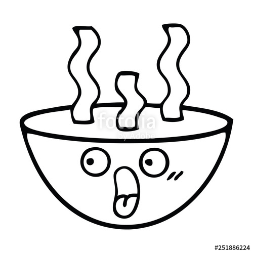 500x500 Line Drawing Cartoon Bowl Of Hot Soup Stock Image And Royalty