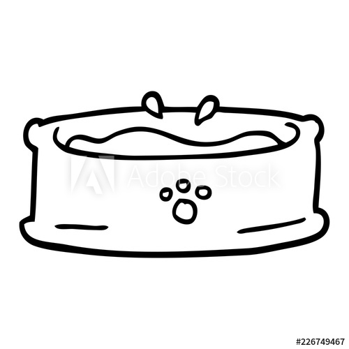 500x500 Line Drawing Cartoon Pet Bowl