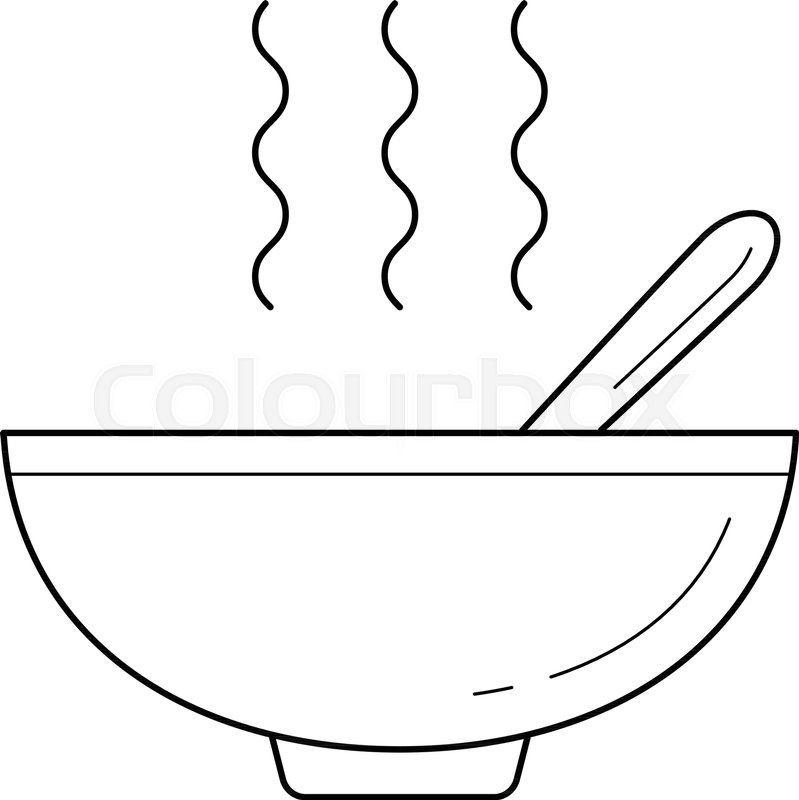 799x800 Bowl Of Hot Soup Vector Line Icon Stock Vector Colourbox