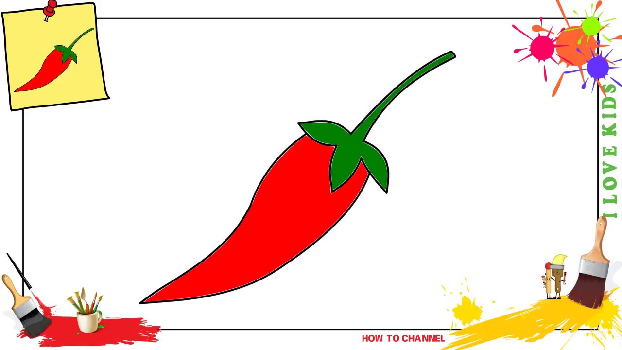 1280x720 How To Draw A Chili Pepper Easy Step