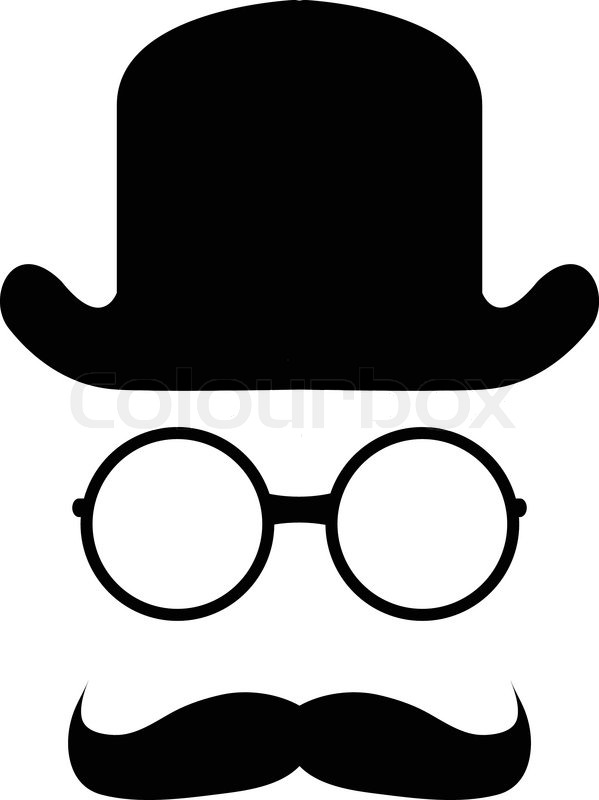 599x800 Bowler Hat Mustache Glasses Stock Vector Colourbox