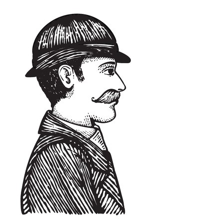 450x450 Vector Illustration Of Vintage Engraved Man In Bowler Hat And Coat