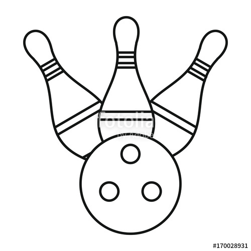 500x500 Bowling Ball And Pins With Arrow Icon In Outline Style Vector