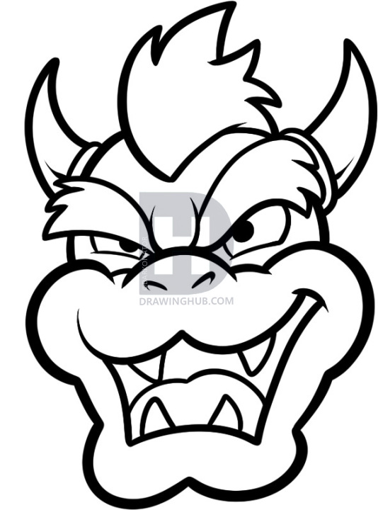 534x720 How To Draw Bowser Easy, Step