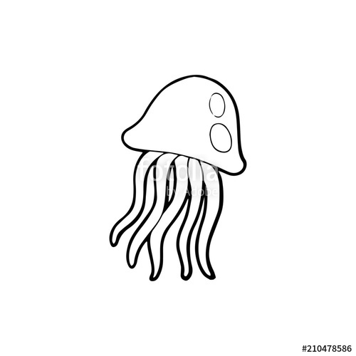 500x500 Jelly Fish Cartoon Illustration Isolated On White Background