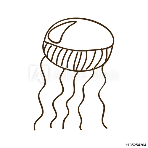 500x500 Silhouette Jellyfish Animal Marine Design Vector Illustration