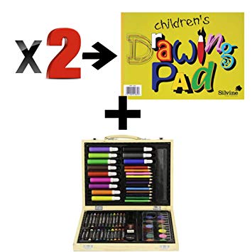 355x355 Childrens Pc Craft Art Artists Set In Wooden Box Case Crayons