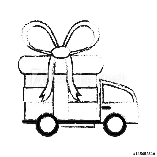 500x500 Delivery Truck And Gift Box Icon Image Vector Illustration Design