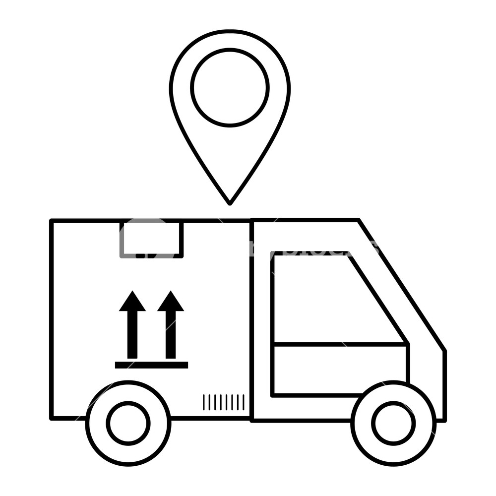 1000x1000 ecommerce online shopping and delivery paper box with truck