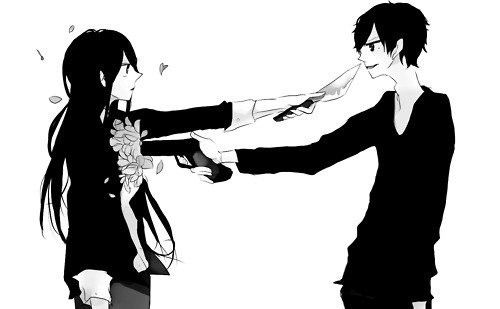 500x309 Anime Girl With A Knife And An Anime Boy With A Gun