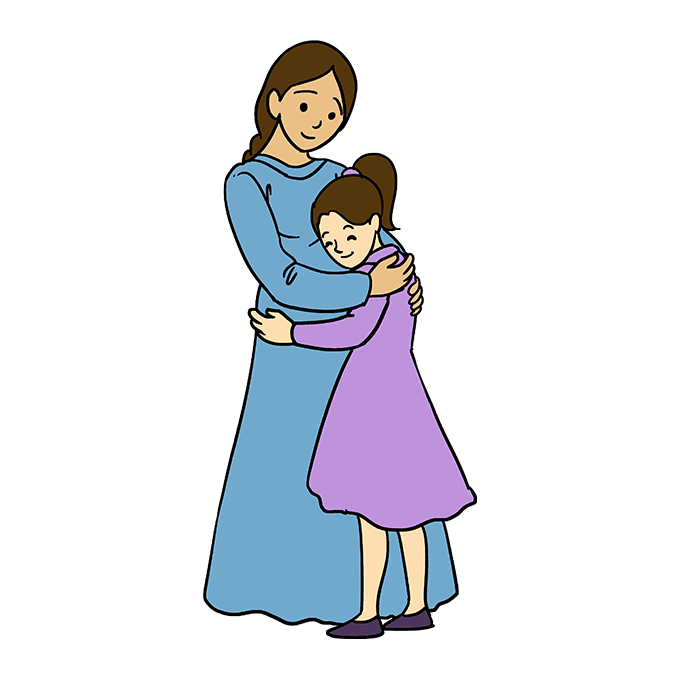 680x678 How To Draw A Mother Hugging A Daughter