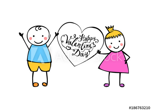 500x364 Happy Valentine's Day Boy And Girl With Heart