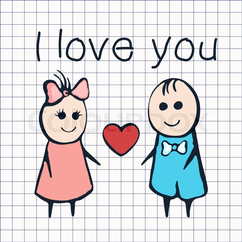 800x800 I Love You, Card For Valentine's Day Stock Vector Colourbox