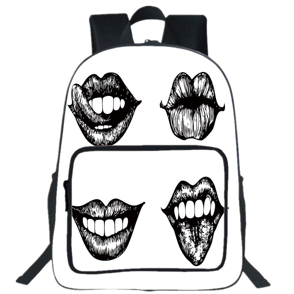 1000x1000 Iprint Large Casual Backpack,kiss,monochrome