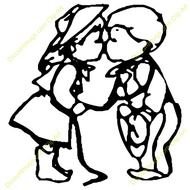 190x190 Valentine Drawing Of Boy And Girl Kissing In Heart Free Image