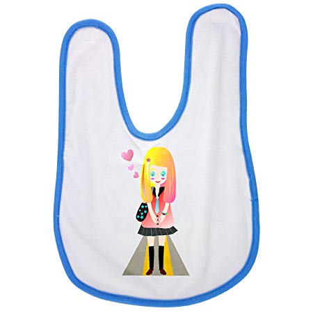 450x450 Amorous Carton Girl Baby Bib In Blue, Baby Boy Bibs, Dribble Bibs