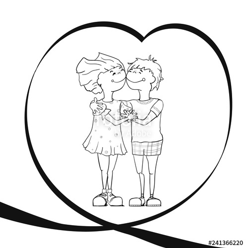 496x500 Boy And Girl Love Each Other Valentine's Day Greetings Stock