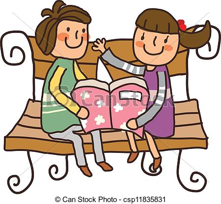 450x415 Boy And Girl Reading Book On Bench