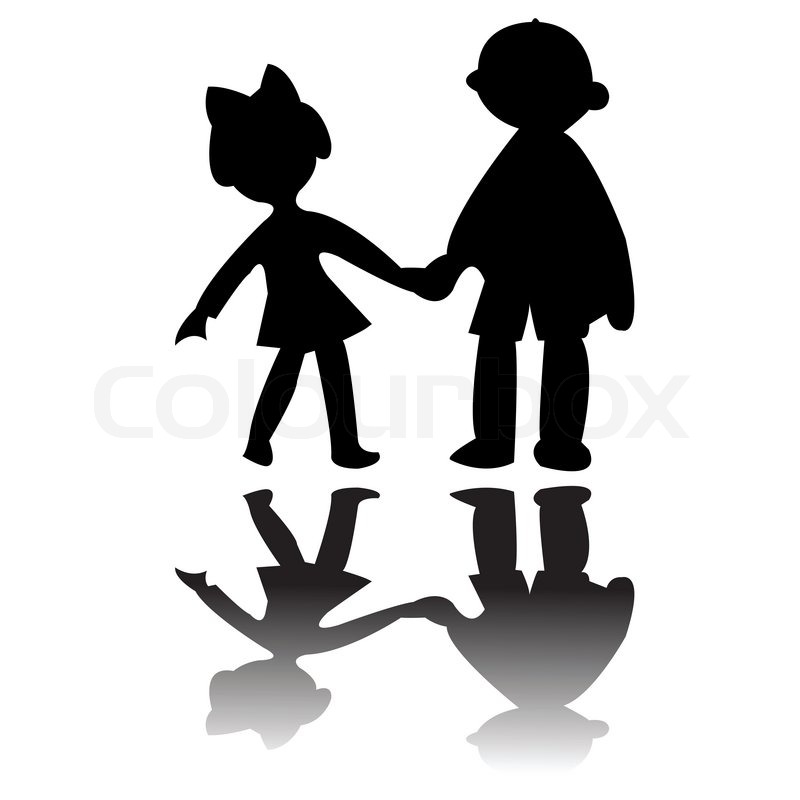 800x800 Girl And Boy Silhouette Drawing