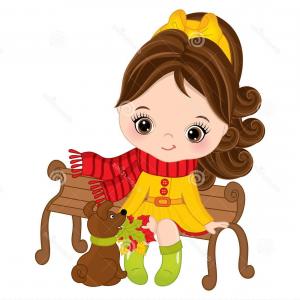 300x300 Photostock Vector Boy And Girl Sitting On Wooden Seat Illustration