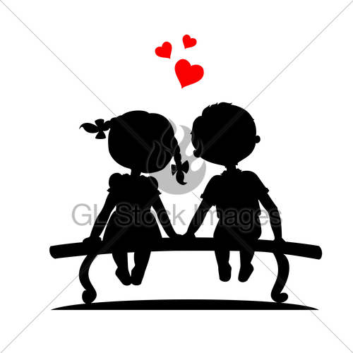 500x500 Silhouettes Of Boy And Girl Gl Stock Images